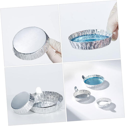 50Pcs Aluminum Foil Weighing Trays with Handle, Heavy Duty Aluminum Foil Pans for Laboratory Use and Measuring