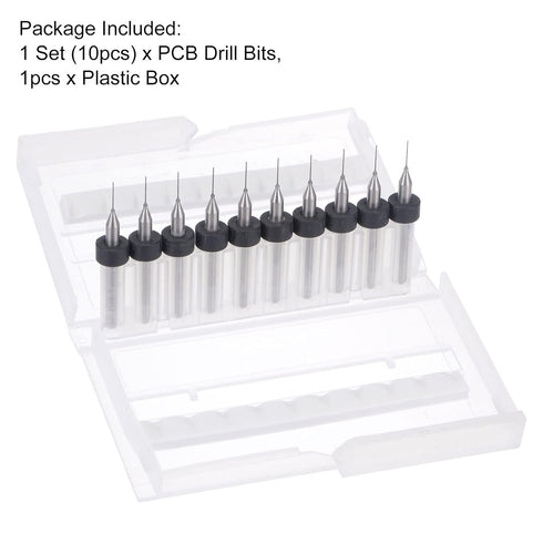 uxcell Micro PCB Drill Bit Set, 10pcs 1/8" Shank 0.35mm Solid Tungsten Carbide CNC Engraving Bits
