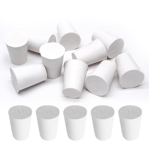 10 Pcs White Solid Rubber Stoppers 2#, Tapered Lab Rubber Plugs for Sealing