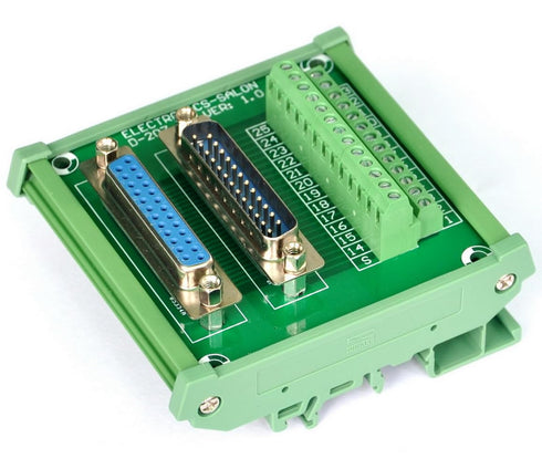 Electronics-Salon DB25 D-SUB DIN Rail Mount Interface Module, Male/Female, DSUB Breakout Board