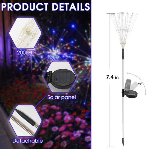 HPUFKOT Garden,2 Pack 200 8 (Colorama-2Pack) Solar Garden Lights Outdoor,Waterproof LED Twinkling Firework Lights