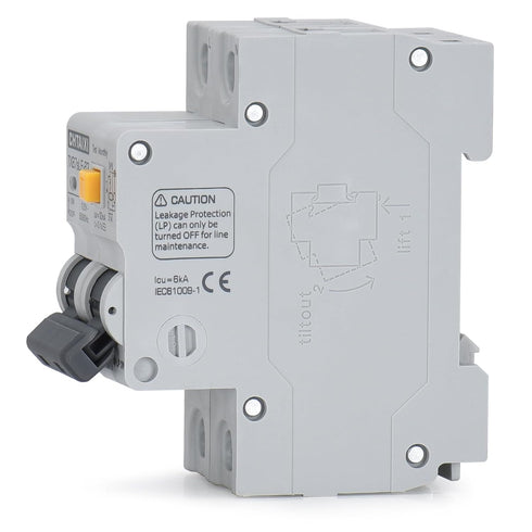 Ground Fault Circuit Breaker, 10 Amp 120V AC DIN Rail Mount Residual Current Circuit Breaker, Thermal-Magnetic Trip, Earth-leakage Protection Circuit Breaker 1PN RCBO C10