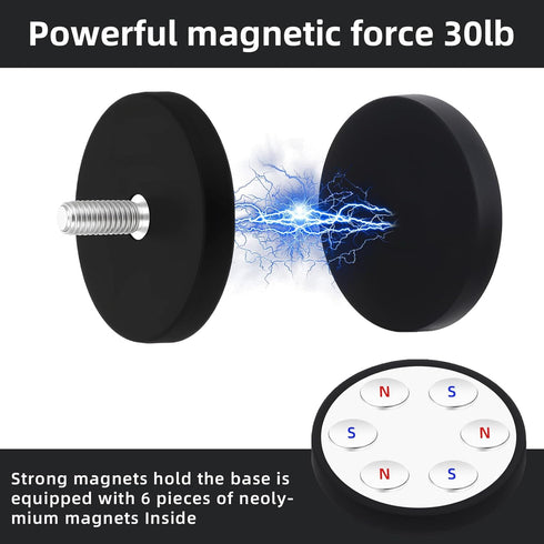Kegeeei 16 Pack M5 30LBS Rubber Coated Magnets, Neodymium Magnet Assembly Base with Threaded Studs, Strong Mounting