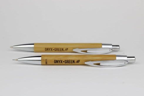Bamboo Pen and Mechanical Pencil Set, Black Ink, Sustainable Writing Essentials with Natural Elegance