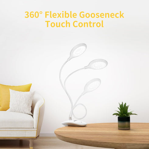 Clip on Light for Bed & Desk, Flexible Gooseneck, Battery Operated Rechargeable Clamp Lamp for Reading in Bed