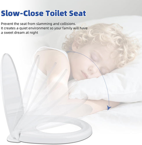 SS124 SS124, Toilet Seat Replacement Compatible with TOTO, Elongated Soft Close Toilet Seat for Transitional Slow-close