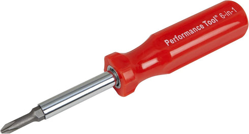 Performance Tool W975 Quick Change 6-in-1 Screwdriver with Hex Torque Handle, Chrome Vanadium Steel