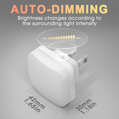 LED Night Lights Plug into Wall, Nightlights with Light Sensor Dusk to Dawn, 2 Pack Warm White Night Light