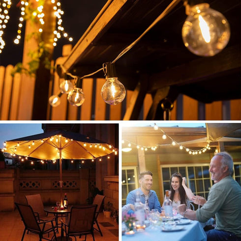 15FT G50 10 Bulbs, (15FT) Solar Outdoor String Lights, Patio Lights String Waterproof with Warm White LED Shatterproof