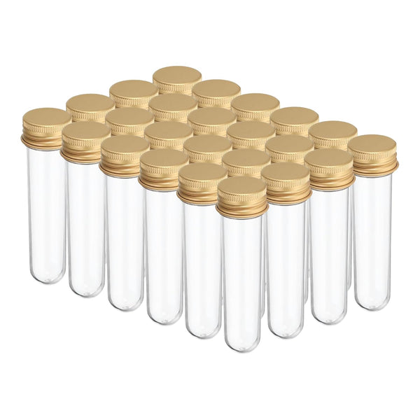 PATIKIL 30ml Plastic Test Tubes with Screw Caps, 24Pcs for Scientific Party Decoration, Gold Tone