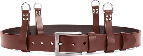 Leather Tool Belt Suspender Loops Heavy Duty Strap Connectors Accessories (Attachment 4-Piece Set) (brown)