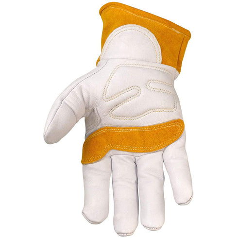Caiman Premium Goat Grain TIG/MIG Welding Gloves, Wool Insulated Back, White/Gold, Small (1871-3)