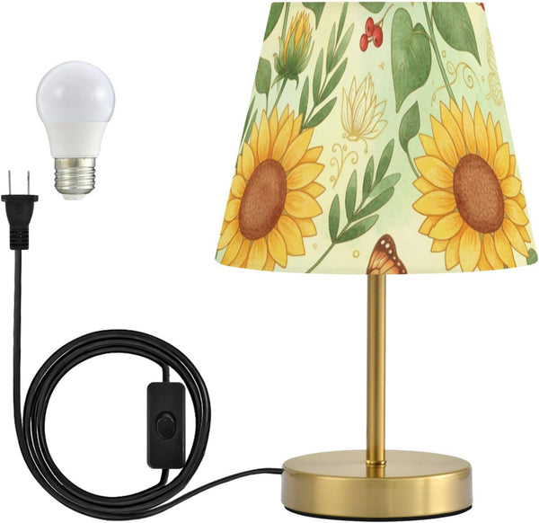ALAZA Table Lamp for Bedroom Nightstand Sunflowers Butterfly Yellow Bedside Lamp with