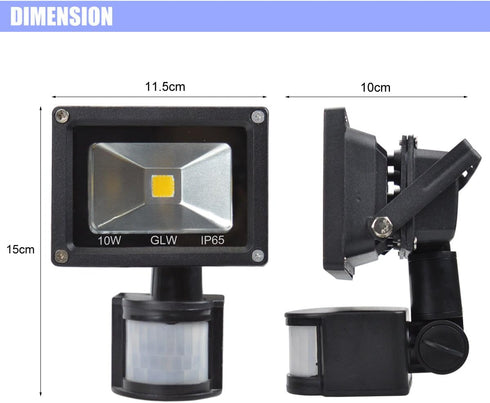12V DC LED Motion Sensor Flood Light, 10W Mini IP65 Waterproof Outdoor Light, 900LM
