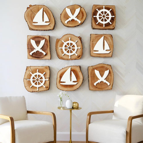 3PCS Sailboat 7.9x7.9 INFUNLY Nautical Acrylic Router Template Clear Router Inlay Template Ship Wheel Carving Templates