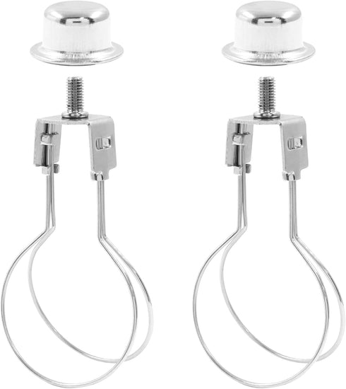 Bivethoi 2 Bulb Pcs Lamp Shade Light Clip, Silver Lamp Shade Harp Holder Adapter Spring Clip for Table and Floor Light