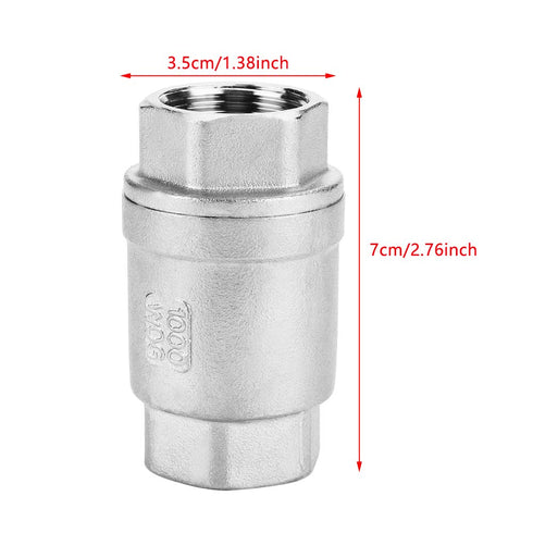 In-line Check Valve, 3/4" Female Thread Stainless Steel Vertical Valve WOG 1000
