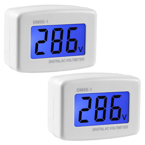 2PCS AC 80-300V LCD Digital Voltmeter, Flat US Plug Voltage Measuring Monitor for AC 110V 220V
