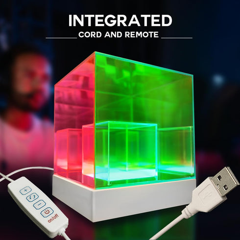 3D Lumoonosity Infinity Cube Light - Infinity Lamp for Bedroom, Gamer Room - USB Powered, Color Changing Eye-Catching