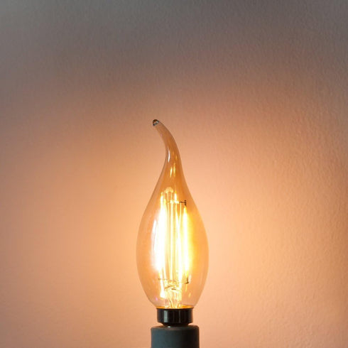 HERO-LED CA10-DSGT-2W-WW22 Dimmable CA10 E12 2W Bulb, 25W 2200K 4-Pack Gold Tint Candelabra Style LED Filament