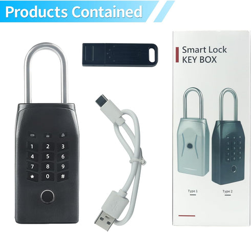 Smart Key Lock Box, with Fingerprint,Tuya APP,Password and Emergency Key Unlocked Methods, APP Remote Control