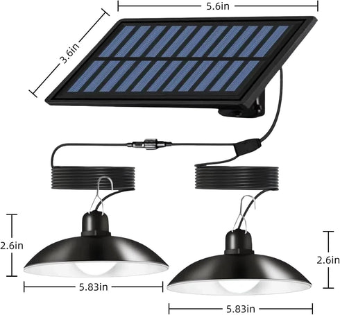 1-to-2 Solar Shed Lights, Solar Pendant Lights, Outdoor Hanging Lights with Remote & Dusk to Dawn, Waterproof for Shed
