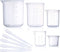 Plastic Beaker Set, 5 Sizes Low Form Graduated Polypropylene Beakers for Laboratory & Science