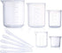 Plastic Beaker Set, 5 Sizes Low Form Graduated Polypropylene Beakers for Laboratory & Science