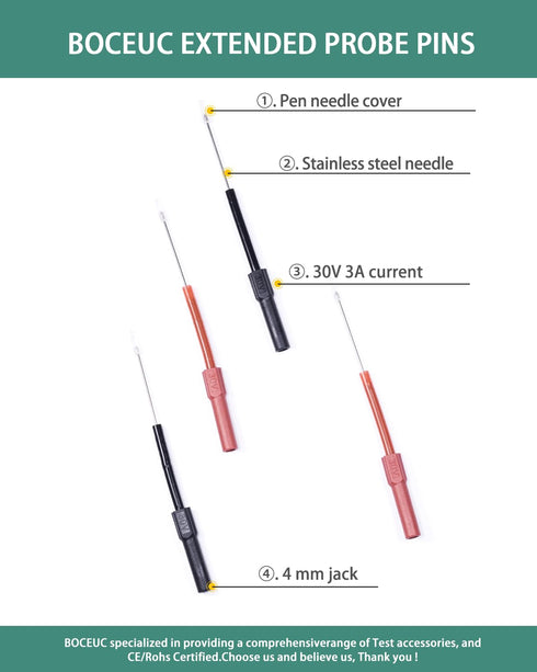 4 Back Probe Kit, PCS Flexible Back Probes Automotive Diagnostic Test Repair Tools for Car Electrical and Multimeter