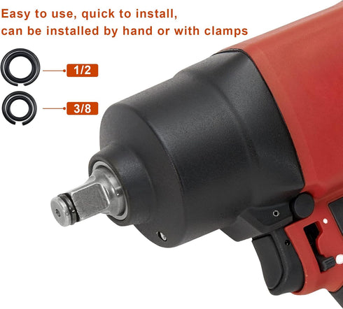 (5+5 Sets) 3/8" & 1/2" Impact Wrench Retainer Rings with O-ring, Including Anvil Install Tool