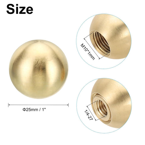 PATIKIL 25mm/1" 4 Set Ball Lamp Finials Caps Knob, Solid Brass Lamp Shade Top Decoration Screw Cap Nuts with Brass