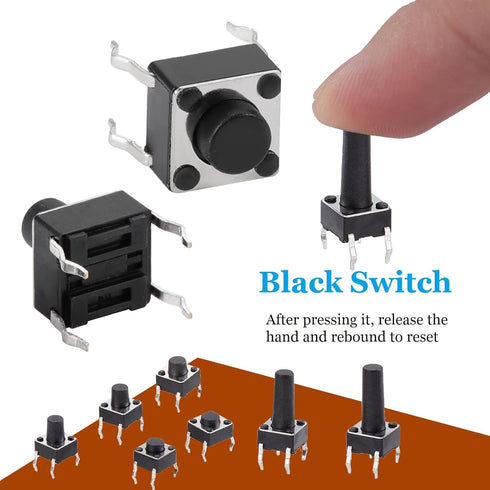 OCR 180Pcs Assortment Kit of 6x6mm Micro Momentary Tactile Push Button Switches, 10 Values