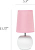 Simple Designs LT2084-PNK Mini Studded Texture White Ceramic Bedside Table Lamp, Pink