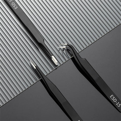 6PCS Precision Tweezers Set, Upgraded Anti-Static Stainless Steel Tweezers for Electronics, Soldering, Jewelry-Making
