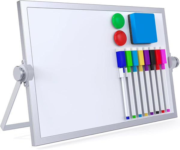 Small Dry Erase White Board, Magnetic Desktop Whiteboard with Stand, Mini Easel Double Sided for Kids Drawing