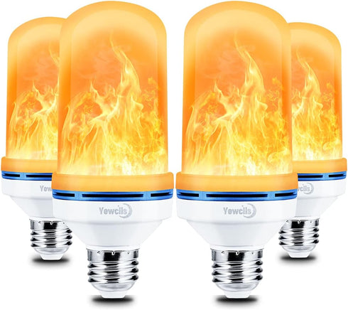 Yewclls LED Flame Light Bulbs, 4 Modes Flickering Halloween Light Bulbs E26 Base