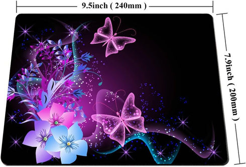 Smooffly Purple Mouse Pad for PC, Pink Purple Butterfly Design Gaming Mouse Pad