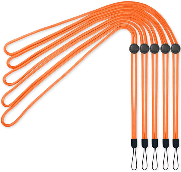 YOUOWO 5 Pack Orange Adjustable Lanyards - Neck Strap for Keys, Pen, Phone, ID Badges, USB Sticks, Whistles