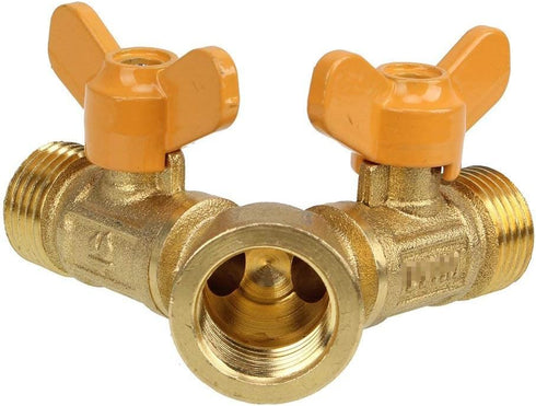 SHANOER Solid Brass Y Ball Valve, Comfort Grip for Oil and Gas Hoses Connector