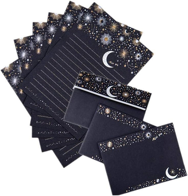 Stationary Paper with Envelopes Pack of 27, Flashing Series Design Writing Stationery Paper with 9 Envelopes, 8.5 x 6