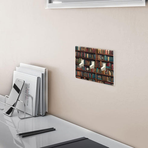 YETTASBIN 3-gang 6 Library Bookshelf Toggle Light Switch Cover, Unbreakable Wall Plate Cover with Screws for Living