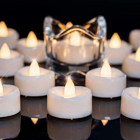 Flameless Candles, 12-Pack Tea Lights Battery Operated Bulk, Realistic Tealight Candles for Halloween Christmas Wedding