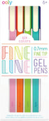 Ooly Fine Line Gel Pens Set of 6 Pens, 0.7mm Fine Point Bright Pens for Kids, Adults, Art Supplies