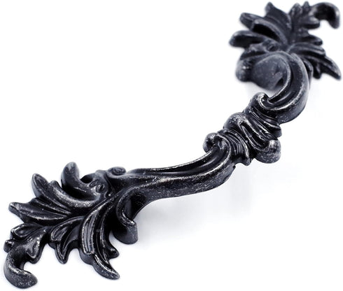 JETLAND 6-Pack, 2-1/2" PW1618AS64 French Provincial Drawer Pulls - Iron Scratches, Hole Centers, Vintage Shabby Chic