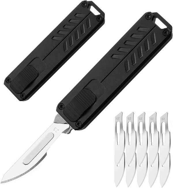 Caressolove Auto Retractable Utility Knife, Safety Black Automatic Box Cutter, Scalpel Pocket