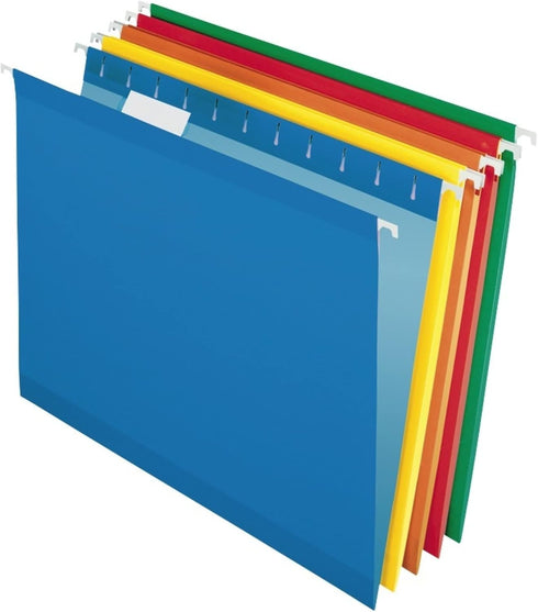 Reinforced Hanging File Folders by Pendaflex, Letter Size, Assorted, 1/5 Cut, 25/BX (4152 1/5 ASST)