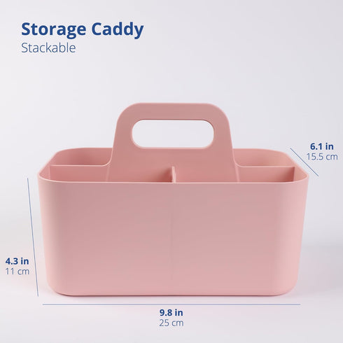 BLUE GINKGO Multipurpose Caddy Organizer - Stackable Plastic Caddy with Handle | Desk, Makeup, Dorm Caddy, Classroom Art Organizers (Made in Korea) - Pink by BLUE GINKGO
