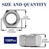 SG TZH 3/8-16 100Pcs 304 18-8, Hex Nuts Stainless Steel Full Thread, Hex Drive, Bright Finish by