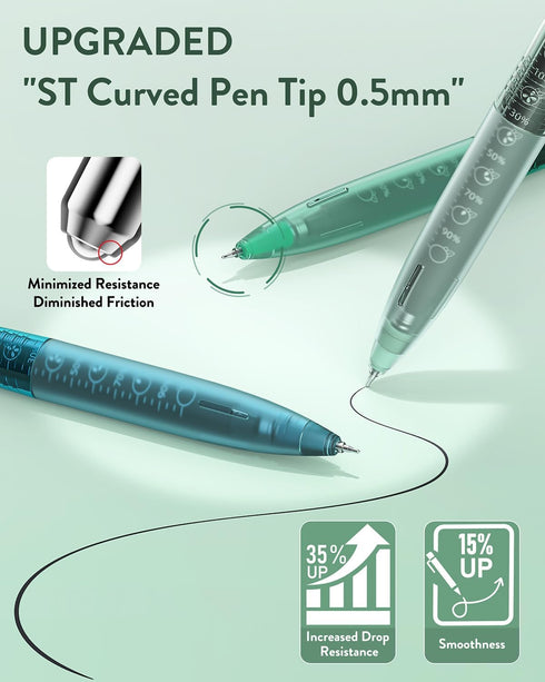 Four Candies 12 Pack 0.5mm Quick Dry Retractable Gel Pen Set, Cute Transparent Pastel Fine Point Aesthetic Pens (Black)