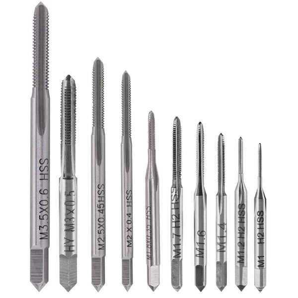 Yakamoz 10pcs Micro Taps Bits, Mini Machine Screw Drill Tap Set, Metric Thread Screws Plug Bit, Small Tapping Bits Tool